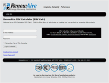 Tablet Screenshot of ervcalc.renewaire.com